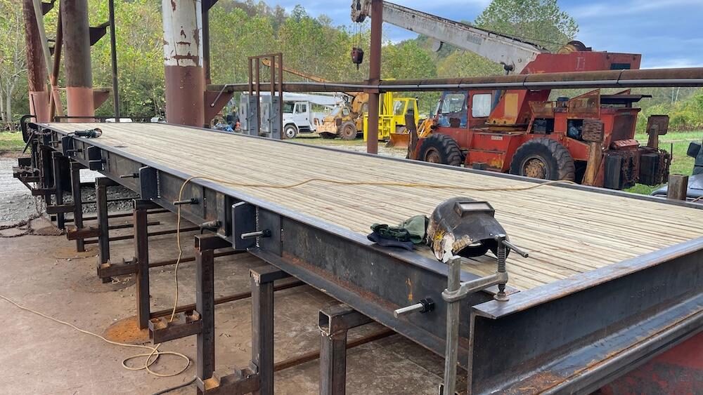 A pre-engineered steel bridge under fabrication